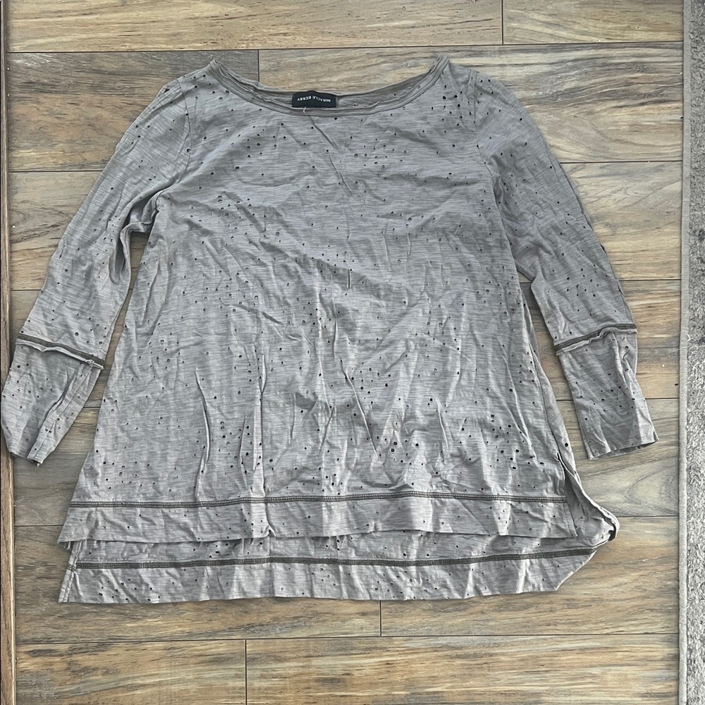 Layered Gray Long Sleeve cold shoulder Top